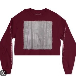 Taylor Swift In the Trees Folklore Maroon Long Sleeved Crop Top